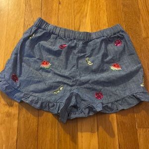 girls shorts size 10 with fruit designs